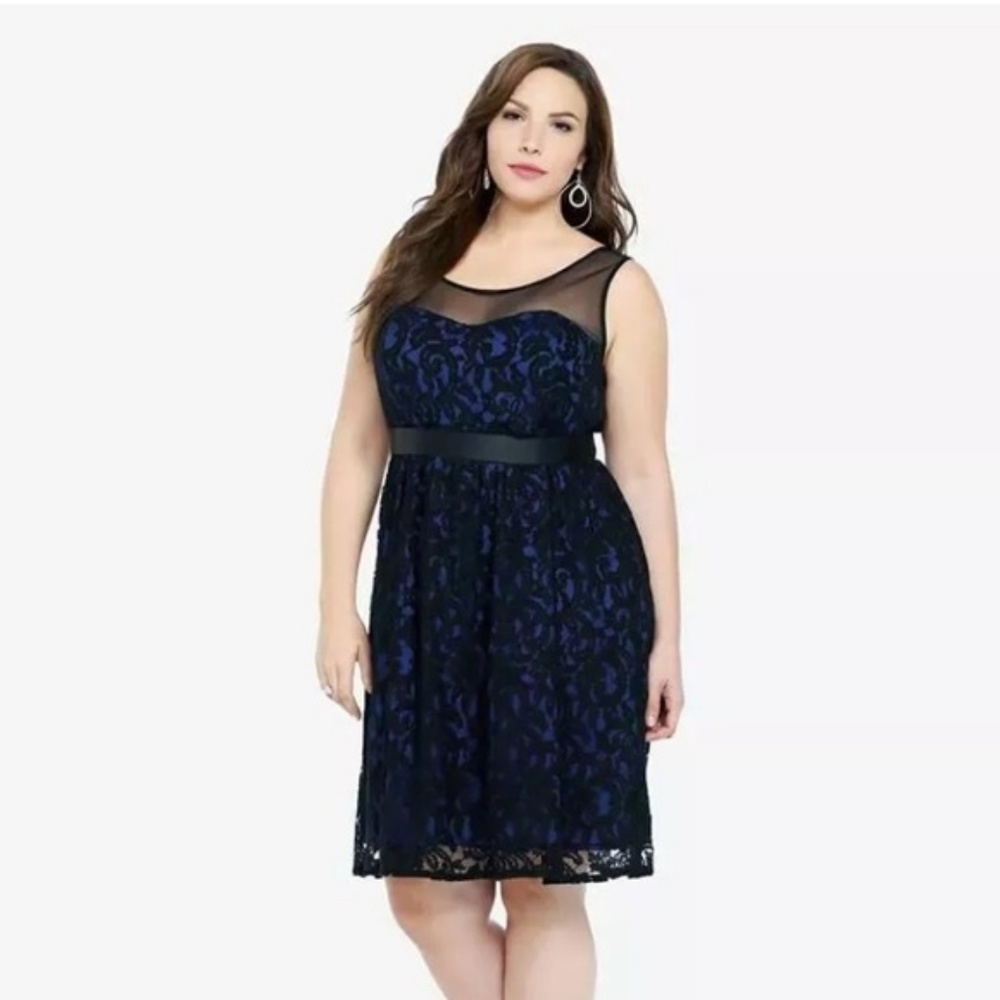 Torrid Dressy Dress Blue with Black Lace (NO SASH)